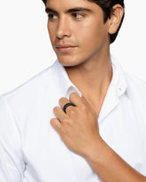 Pyramid Band Ring in Black Titanium with Black Diamonds, 8mm